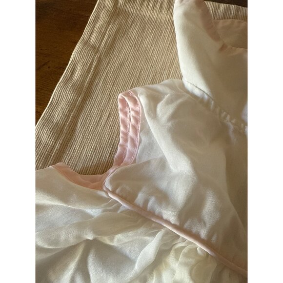Vintage Baby Dress With Pink Satin Trim & Floral Embroidery - Picture 5 of 16